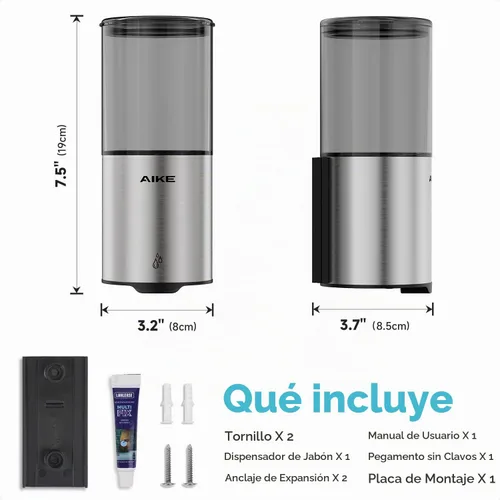 Vista 8 de AIKE Dispensador automático de jabón IPX7 impermeable 13.5oz acabado Acero inoxidable cepillado