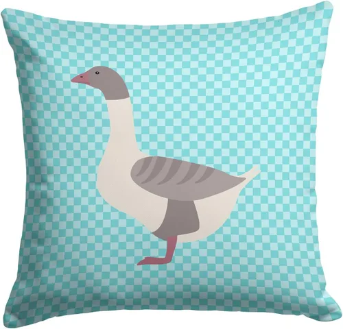 Vista 431 de Caroline's Treasures BB8163PW1414 Beltsville - Almohada decorativa de tela a cuadros pequeños, color blanco, pavo y gallina azul, lavable a máquina