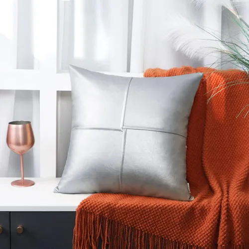 Vista 45 de BRAWARM Fundas de Almohada Decorativas de Cuero Sintético 12 X 20 Pulgadas, Fundas de Almohada Lumbar de Cuero Naranja Paquete de 2, Almohadas