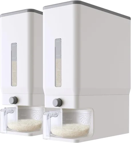 Vista 11 de Lifewit Dispensador de arroz de 25 libras (24.9 lbs), recipiente de almacenamiento de arroz sellado a prueba de humedad con taza medidora para Negro