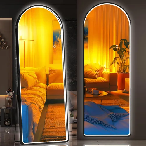 Vista 30 de Hasipu Espejo de Cuerpo Completo de 55" X 18" con Luces, Espejo LED de Arco con Marco Negro de Cuerpo Completo y 3 Temperaturas de Color y Brillo