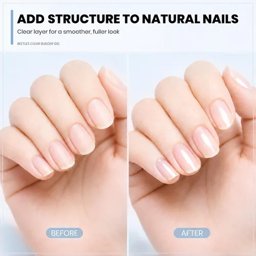 Vista 3 de Beetles - Gel constructor para uñas, 2 unidades de gel transparente 8 en 1 para ápice instantáneo, fortalecimiento y extensión, apto