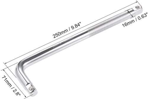 Vista 2 de uxcell Llave de barra de extensión en forma de L para disyuntor de enchufe de 1/2", CR-V