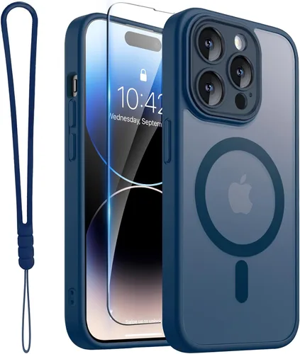 Vista 40 de ROYBENS Funda transparente mate para iPhone 12 Pro-Max compatible con Magsafe, protección completa de lente de cámara, protector de pantalla, correa