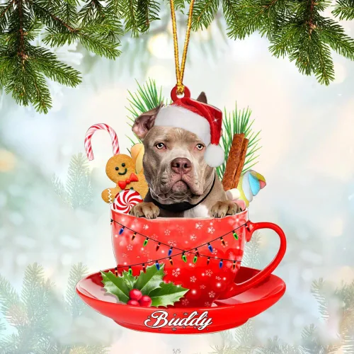 Vista 67 de Alaskan Malamute - Adorno de tetera de perro sentado en una tetera de Navidad, adorno de Navidad con nombre personalizado, adorno de automóvil