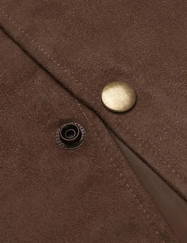 Vista 6 de COOFANDY Chaleco de traje de cuero de gamuza para hombre, chaleco occidental casual, chaleco ajustado