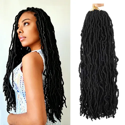Vista 15 de 6 Paquetes Soft Locs Cabello de Ganchillo Pre Looped Faux Locs Trenzas de Ganchillo Goddess Locs Dreadlocs Cabello Sintético Para Mujeres Negras 1b