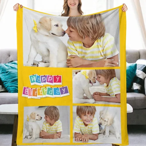 Vista 15 de Las mantas personalizadas con imágenes de collage son una manta personalizada para niños, adultos, familia, recuerdo, 35.4 x 27.6 pulgadas