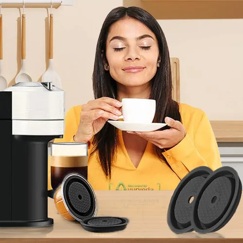 Vista 6 de Tapas de cápsula de café reutilizables para cápsulas originales de Nespresso Vertuoline, tapas de silicona de grado alimenticio para cualquier