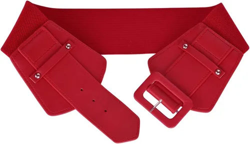 Vista 4 de Ayliss Cinturón de cintura elástica ancha para mujer, estilo vintage, de piel sintética, cinturón de cincha