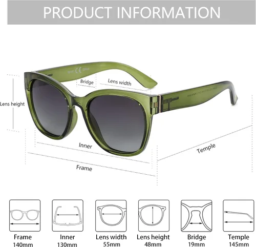 Vista 4 de ZENOTTIC Cateye - Gafas de sol polarizadas para mujer, gafas de sol de gran tamaño, protección UV400, estilo retro