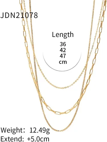 Vista 4 de Juego de collar de oro en capas para mujer, collar de espiga para mujer, delicado collar de cadena de serpiente plana en capas, gargantilla de oro