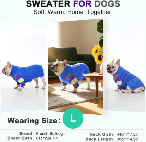 Vista 6 de Suéter XS para perro, suéter de cuello alto con manga para Yorkie Azul