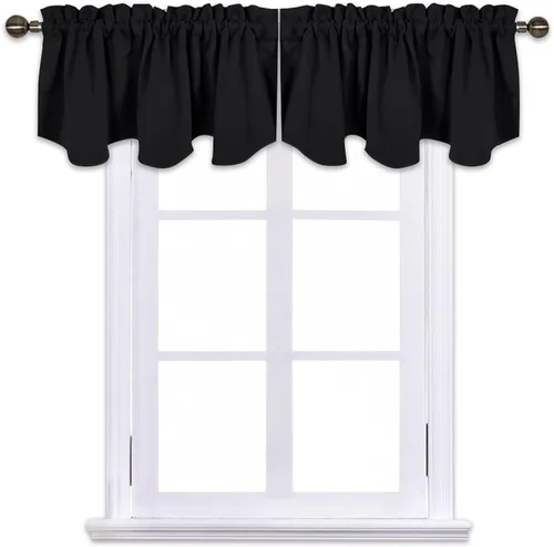 Vista 40 de NICETOWN - Cortinas con valances azul piedra para ventana de sala de estar, dormitorio, baño, 2 paneles estilo granja rústico para comedor, cortinas