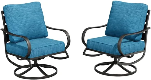 Vista 22 de MFSTUDIO Juegos de muebles de patio, sofás de conversación de metal para exteriores con 1 sofá de 3 asientos para jardín, cojín beige