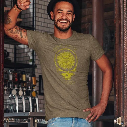 Vista 3 de Ripple Junction Grateful Dead - Camiseta de manga corta para hombre, con licencia oficial de Steal Your Face Distressed Smiling Sun Stealie