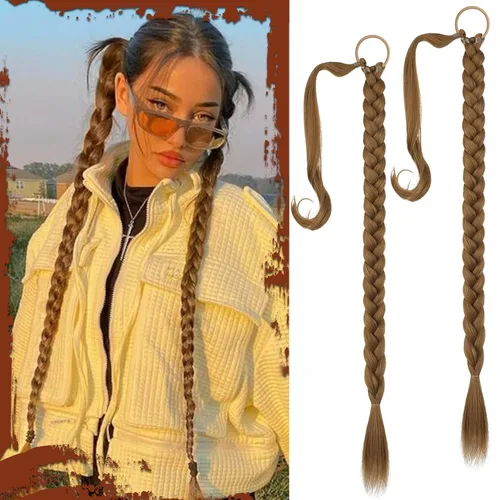 Vista 79 de SOFEIYAN Extensión de cola de caballo trenzada larga con banda elástica y mechón liso envolvente, extensiones de cabello naturales suaves
