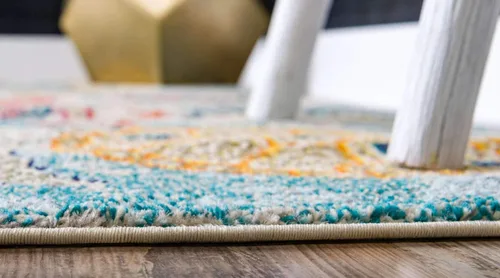 Vista 3 de Unique Loom Positano Collection - Alfombra costera moderna de tortugas en beige, de la colección Positano (2 x 7 pies)