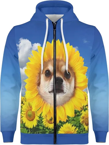 Vista 4 de POPCUSTOMS Sudadera con capucha personalizada con cremallera para hombre con bolsillo canguro
