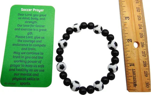 Vista 4 de Pulsera de fútbol con cuentas elásticas para jugadores deportivos, accesorio de moda para hombres o mujeres, Plástico, No es una piedra preciosa
