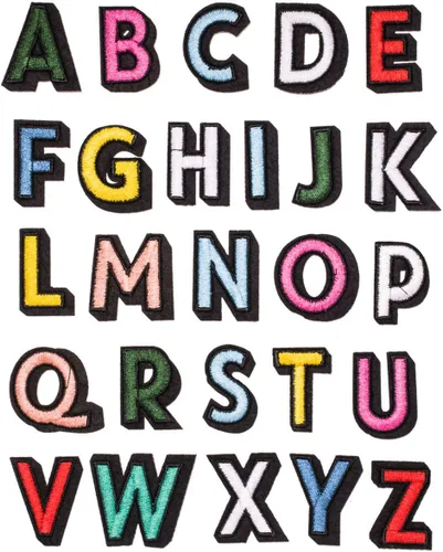 Vista 2 de U-Sky Parches bordados para coser o planchar Letras coloridas completas del alfabeto A-Z Personalización para bricolaje Ropa para niños