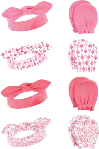 Vista 10 de Hudson Baby Conjunto de diadema de algodón y manoplas para rascar para bebé