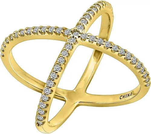 Vista 4 de Tienda Essentials Anillo de plata de ley hecho con elementos infinitos de circonita cúbica entrecruzada en X individual