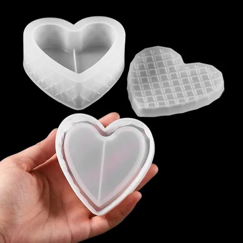 Vista 2 de Moldes de resina para caja de corazón, moldes de caja de silicona, moldes de caja de joyería con tapa, molde de caja de almacenamiento, moldes