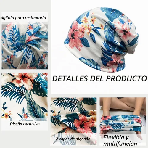 Vista 3 de JarseHera Gorro holgado de mujer con encaje de algodón, gorros para quimioterapia, gorros para el cáncer, turbante