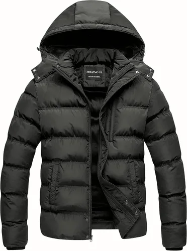 Vista 14 de CREATMO US Chaqueta acolchada para hombre, impermeable, para invierno, abrigo de esquí grueso y cálido