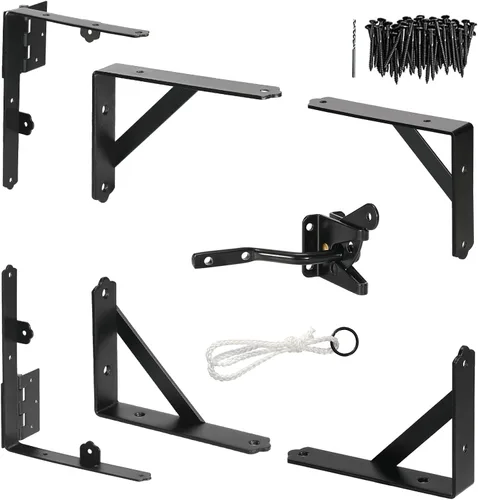 Vista 10 de Kit de puerta anti hundimiento resistente no se hunde, soporte de esquina de puerta para valla de puerta de madera con un pestillo de puerta