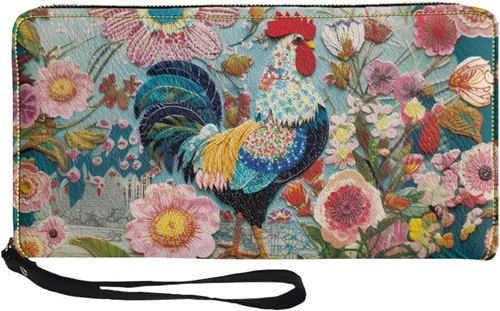 Vista 45 de Coldinair Cartera de piel sintética con cierre de cremallera para mujer, con bloqueo RFID, monedero para teléfono con correa para viaje, Añade tu