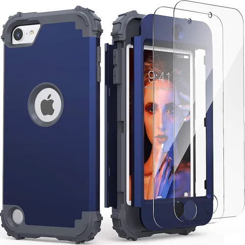Vista 12 de IDweel Funda para iPod Touch de 7ª generación con 2 protectores de pantalla, híbrida 3 en 1, a prueba de golpes, delgada, resistente, carcasa