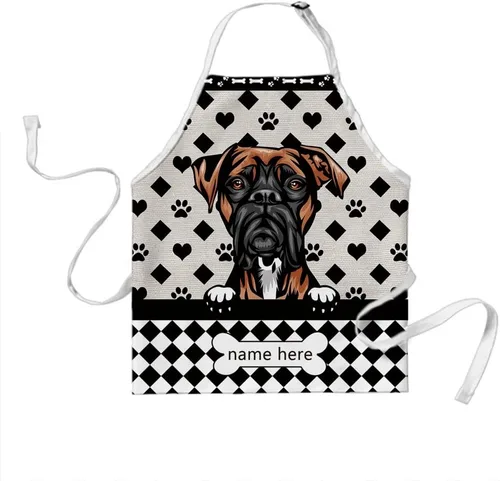 Vista 25 de Delantal lindo de lunares de perro personalizado Peeking Dog Boxer, Boxer-2