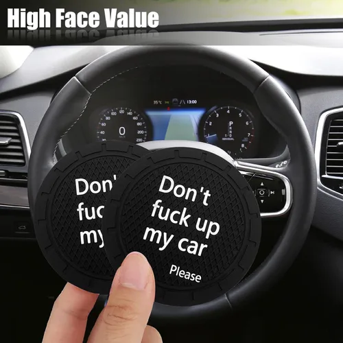 Vista 5 de 4 unidades de portavasos para automóvil, por favor no estropees mi auto, portavasos universal antideslizante decorativo divertido, accesorios