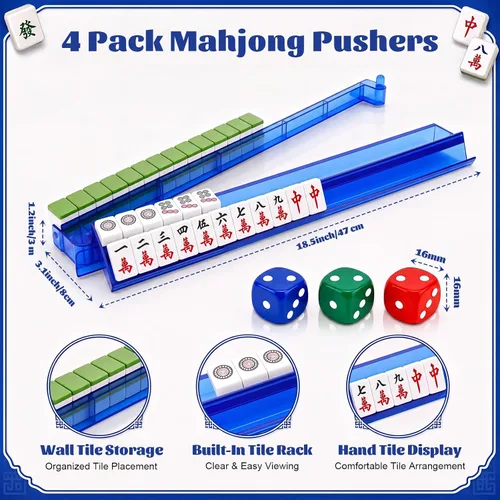 Vista 5 de Duraaamo American Mahjong Mat Set, 31.5" with 4 Racks & Bag, Pink, B