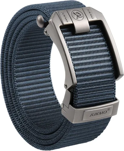 Vista 14 de JUKMO Cinturón de trinquete para hombre, cinturón táctico de nailon con hebilla deslizante automática, ribete ajustable para adaptarse