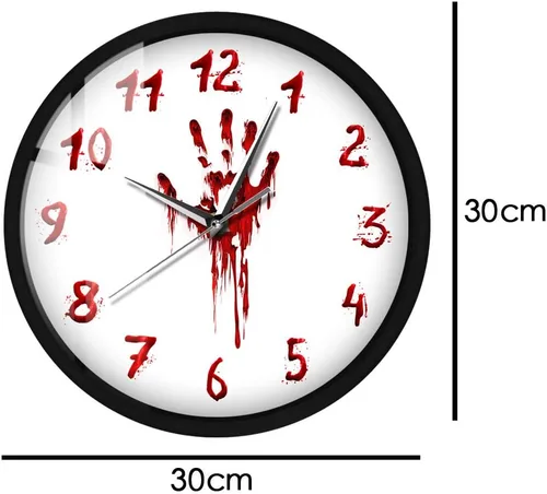 Vista 3 de Geek Alerts Reloj iluminado con control de voz LED, mano sangrienta, horror, funciona con pilas, luz LED inteligente, reloj de pared Qaurtz