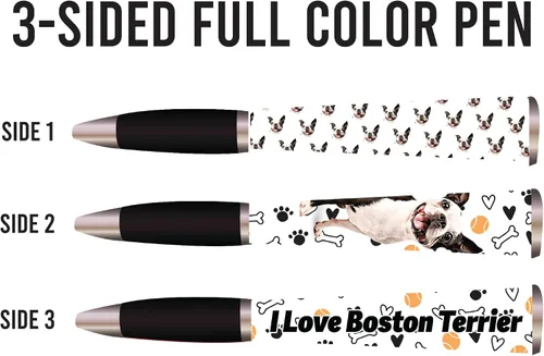 Vista 3 de Bolígrafo I Love My Dog (1 bolígrafo, 3 caras) bolígrafos lindos de cumpleaños para perros, bolígrafos divertidos, regalos para mujeres y perros