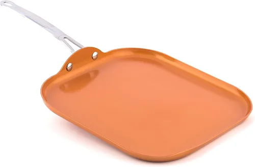 Vista 8 de MasterPan Sartén cuadrada antiadherente de cerámica de 9.5 pulgadas en tono cobre