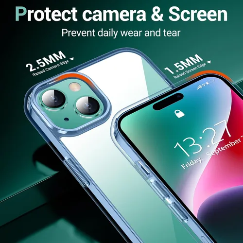 Vista 4 de Funda compatible con iPhone 15 Plus de 6.7 pulgadas, transparente, no amarillea, ultrafina, protección contra caídas de grado militar, a prueba