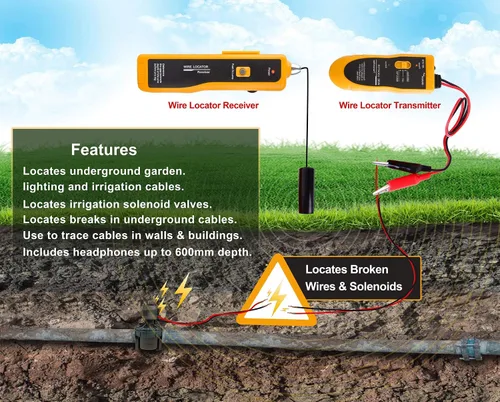 Vista 5 de NOYAFA D3IN0580-B Localizador de alambre de cable subterráneo, localice fácilmente alambres en vallas de alambre, controlador de aspersores