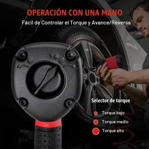Vista 4 de WORKPRO Llave de impacto de aire de 1/2 pulgada, diseño ergonómico, par potente, amplia aplicación