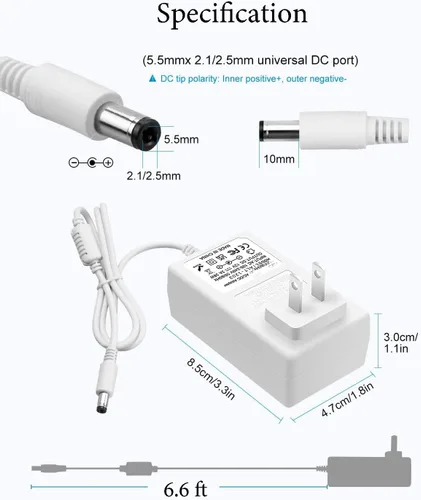 Vista 3 de Cable de alimentación de repuesto de 12 V 3 A para 4moms Mamaroo 2/4, RockaRoo Baby Swing adaptador de corriente alterna cargador de cable de 6.6