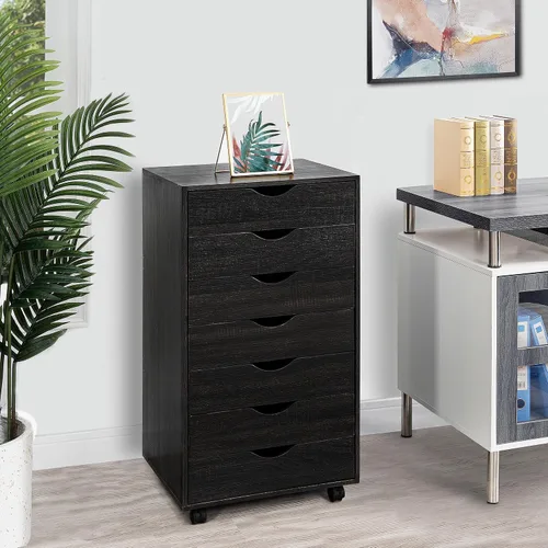 Vista 11 de Naomi Home Archivador de oficina con ruedas para debajo del escritorio, con 5 cajones y gabinete de almacenamiento lateral, organizador móvil