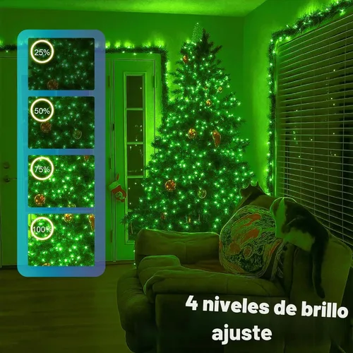Vista 4 de Luces de Navidad 500 LED de 164 pies, luces impermeables para árbol de Navidad con 8 modos, control remoto, 3 temporizadores y función de memoria