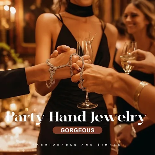 Vista 7 de ACEDRE Pulseras de cristal bohemias, arnés de mano de oro, anillos de dedo, accesorios de mano para mujer, Metal