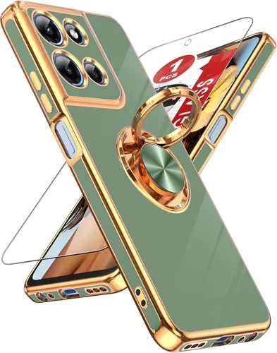 Vista 45 de LeYi Funda para iPhone XR: con Protector de Pantalla de Vidrio Templado [Paquete de 2] Soporte de Anillo Giratorio de 360°, Soporte Magnético