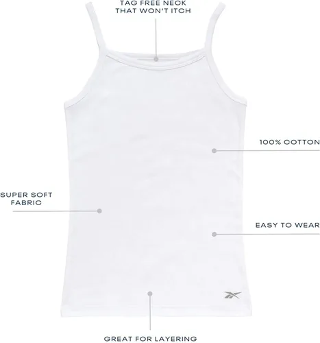Vista 2 de Reebok Camiseta interior para niña - Camiseta sin mangas de algodón (3 unidades)