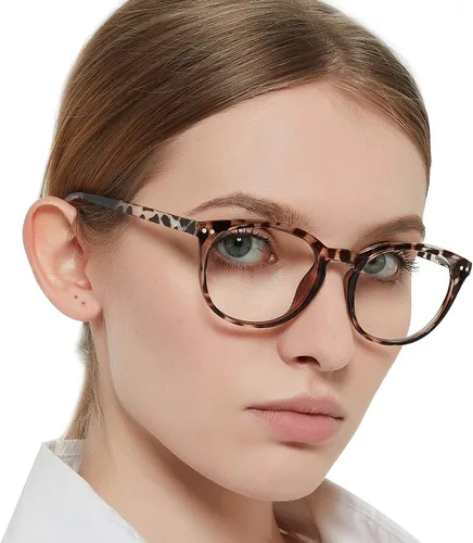 Vista 3 de MARE AZZURO Gafas de bloqueo de luz azul para mujer, gafas redondas para computadora